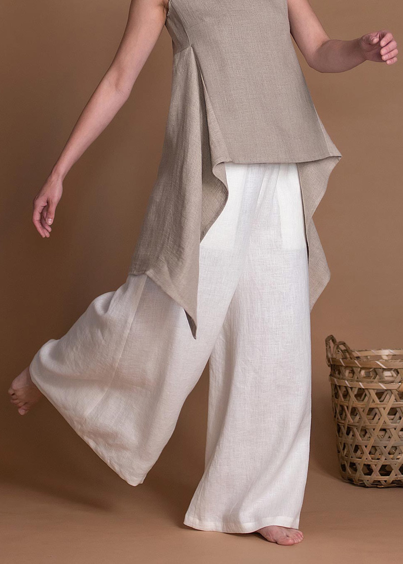 White Linen Palazzo Pants AGAM Women's Tall Wide Leg Etsy