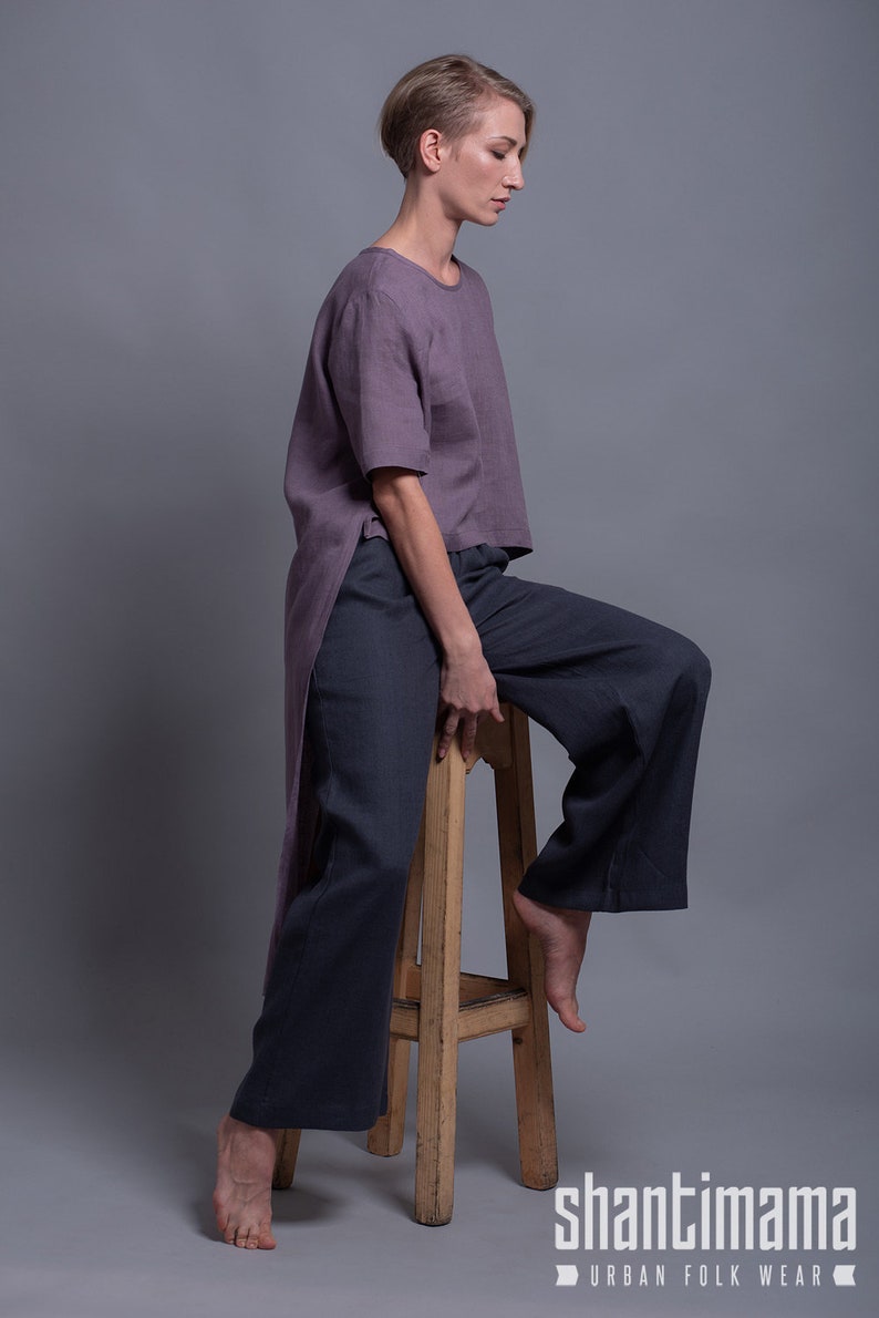 gray linen pants