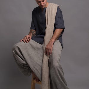 Men’s linen clothing, simple linen t shirt with relaxed silhouette and soft texture