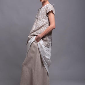 Natural Linen Skirt AIRA with pockets, A Line Skirt Plus Size Women, Full Length Flax Summer skirt, High Waisted Trapeze Floor Length Skirt