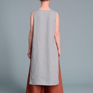 Sleeveless Linen Tunic Dress, V-Neck Summer Flax Top, Eco Clothes image 7