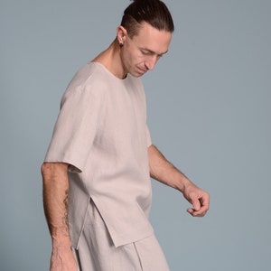 Men's Linen Outfit 2 items Linen Harem Pants & Linen Shirt Petite, Regular, Plus Size, Tall Custom Made Men's Clothes image 3