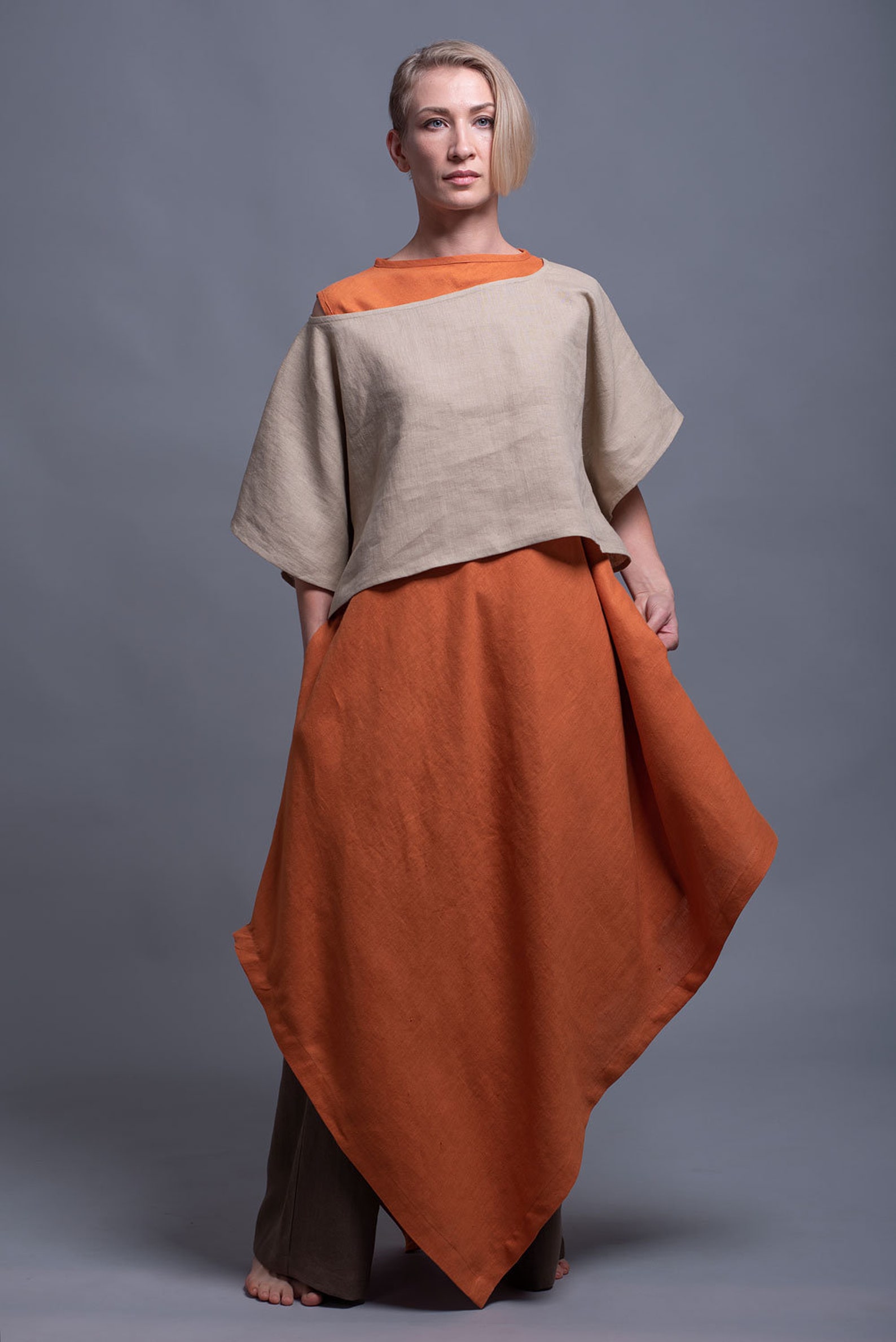 YUCCA Long Linen Tunic Dress Asymmetrical Loose Fitting - Etsy