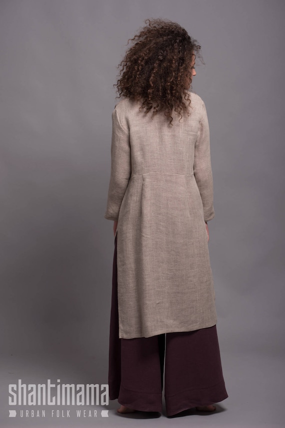 Long Linen Jacket, Custom-Made Women's Flax Clothing