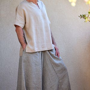 Striped Linen Harem Pants for Men