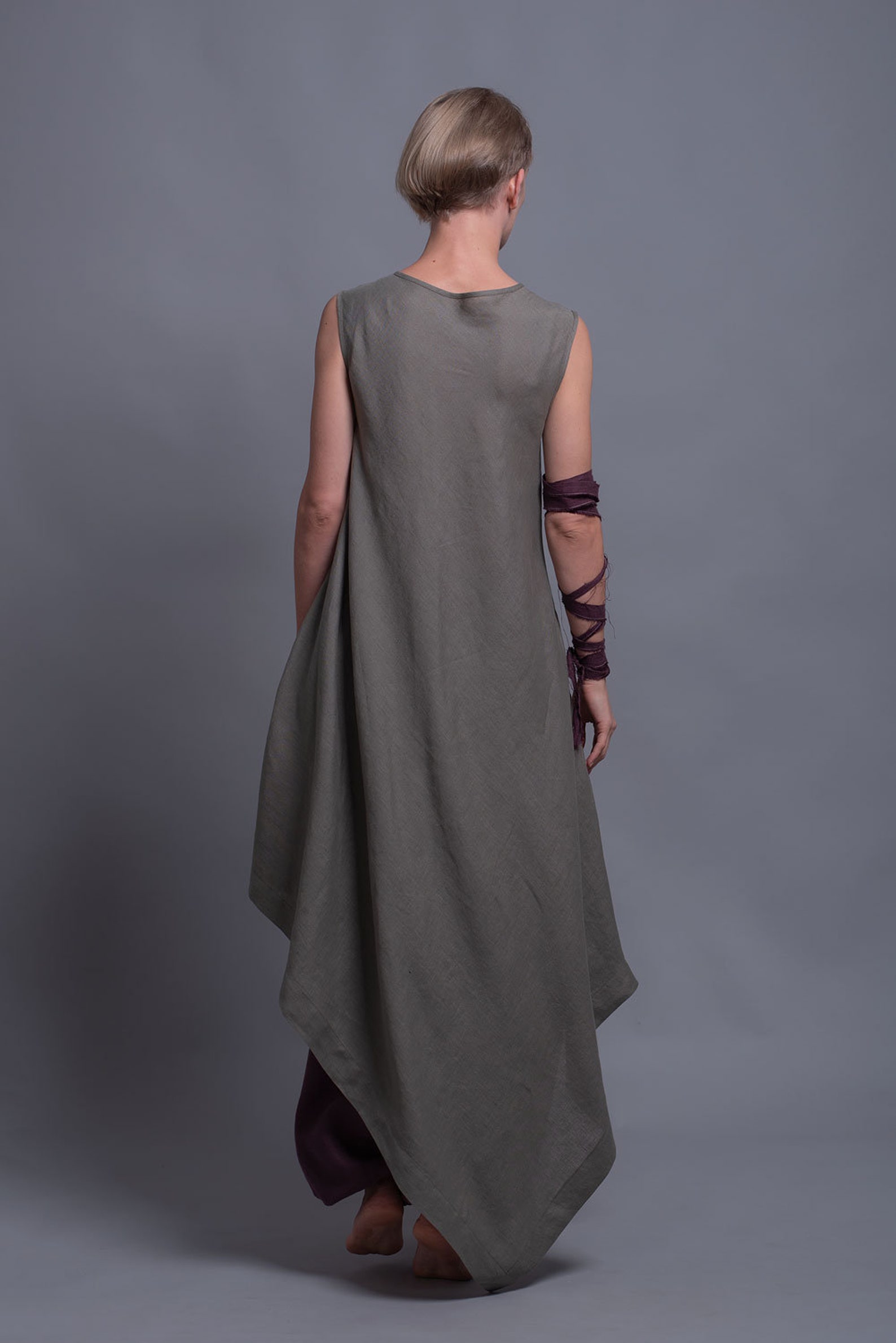 Linen Outfit 3 Items Harem Pants Loose Fit Maxi Dress | Etsy