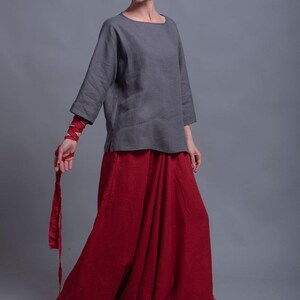 Linen Outfit | 2 Items | Harem Pants & Loose Fit Top Long Sleeves | Petite, Tall, Plus Size Linen | Made To Measure Flax Clothing for Women