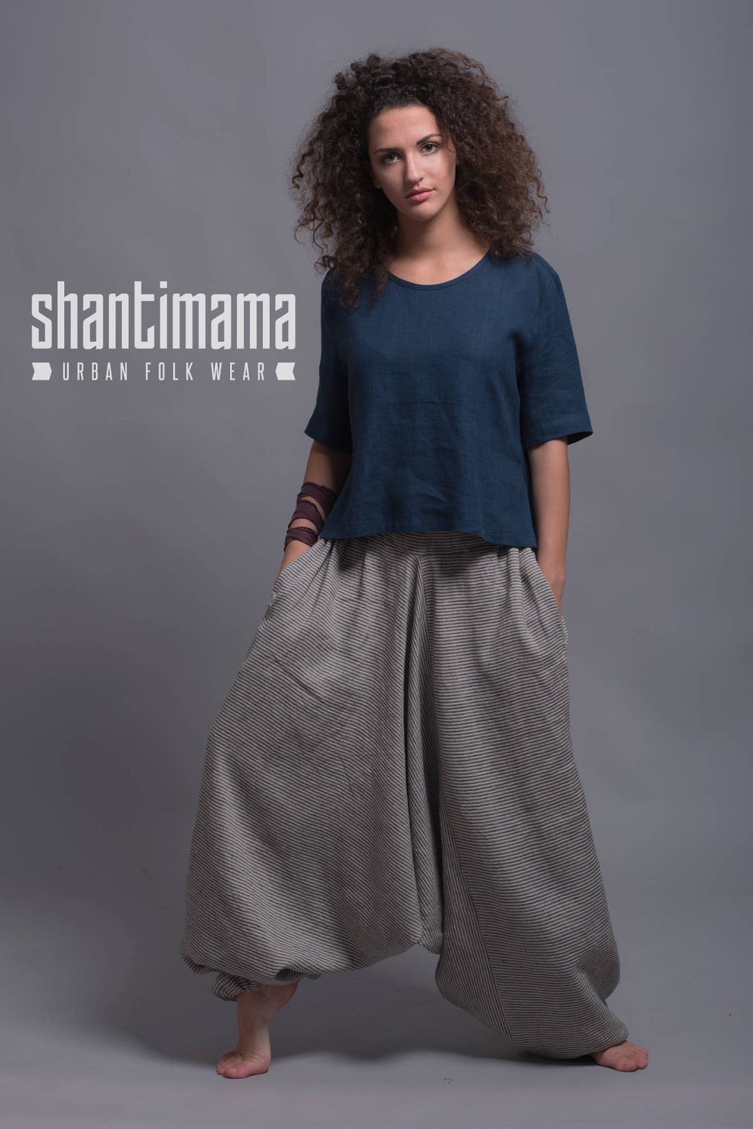 Linen Harem Pants With Side Pockets Wide Leg Linen Pants for - Etsy Canada