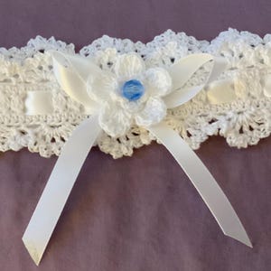 Handmade crocheted wedding garter