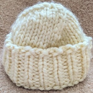 Toddler Knit Beanie – Cream Neutral Kids Hat – Ready to Ship – Adele