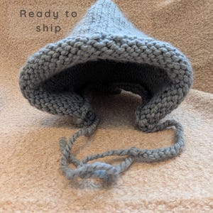 Pixie Bonnet for Preschoolers Kids – Handmade Knit Kids Hat – Neutral Winter Bonnet – Lyra