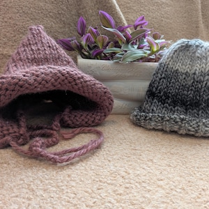 Neutral Toddler Hat Set – Pixie Bonnet + Ribbed Beanie – Outdoors & Cool Weather Kids Hats – Storybook Knit Gift Set - Lyra + Preston