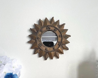 Vintage Sun Moon Stars Wall Mirror Small Celestial Mirror Bronze Tone Boho Wall Decor