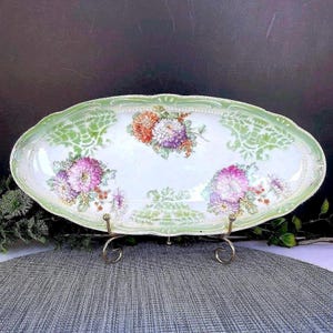 Vintage Bavaria Germany Celery Dish – Floral Porcelain Relish Tray – Three Crown China Serving Dish – Mid Century Kitchen Decor 1950s