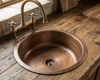 Hammered Bronze Sink Unlacquered Brass Undermount Custom Farmhouse Basin
