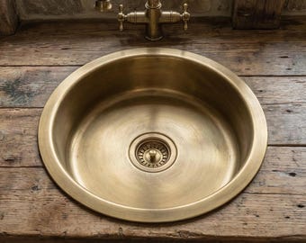 Custom Order Unlacquered Brass Sink Drop In Fixture For Rustic Farmhouse Renovation Gifts 13.77 in * 6 in