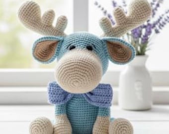 Blue Reindeer Amigurumi Crochet Pattern, Deer Plushie Tutorial (PDF Download), Wrıtten Pattern only, NO PHOTOS, Please Read Description