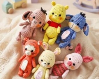 6-in-1 Winnie the Pooh Amigurumi Crochet Pattern Bundle (PDF English)