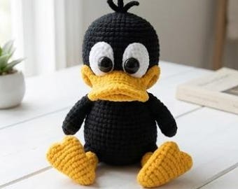 Grumpy Black Duck Crochet Pattern | Amigurumi Bird Toy (PDF Pattern),Wrıtten Pattern only, NO PHOTOS, Please Read Description