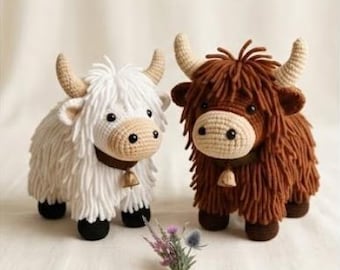 2 Highland Cow Crochet Pattern, 2-in-1 pdf, Amigurumi Crochet Pattern, Highland Cow Stuffed Plush Pattern, PDF Crochet Pattern, NO İMAGES
