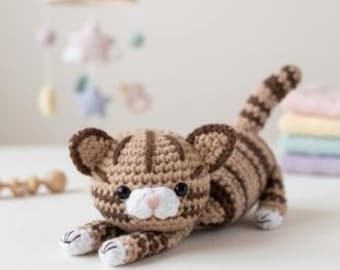 Striped Amigurumi Cat Crochet Pattern – Tabby Kitten Toy (Digital PDF Download)