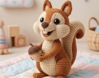 Eichhörnchen Amigurumi Häkelanleitung, Waldtier Spielzeug (PDF-Muster), nur schriftliche Anleitung, OHNE FOTOS, bitte Beschreibung lesen