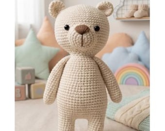 Crochet Bear Pattern – Amigurumi Teddy, Nursery Decor (PDF Download)