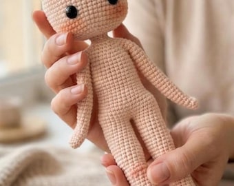 Amigurumi Doll Base Crochet Pattern, Minimalist Skinny Toy Tutorial (Digital Download)