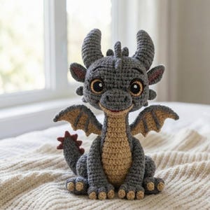 Amigurumi Drachen Muster, Baby Häkelanleitung, Fantasy Tier Spielzeug, digitaler Download, nur schriftliches Muster, KEINE FOTOS, Bitte lesen Sie die Beschreibung