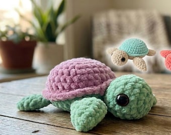 Amigurumi Sea Turtle Crochet Pattern, Easy Plush Animal Tutorial (PDF Download)