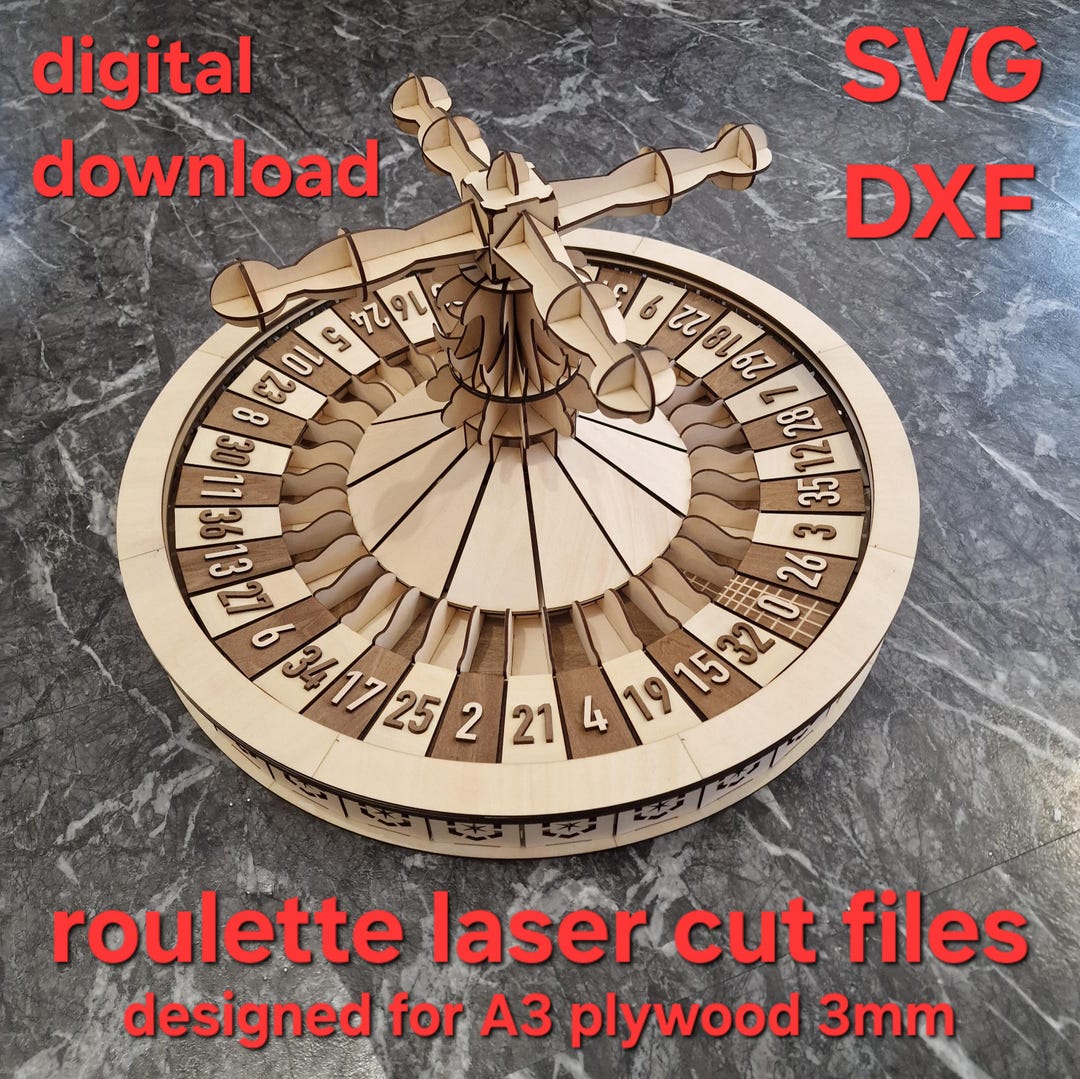 Diy Roulette 3D Roulette Laser Cut Files SVD DXF Puzzle DIY 3MM Plywood A3 Digital ...