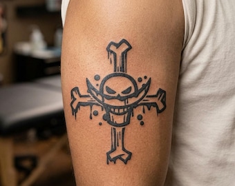Whitebeard Pirates Temporary Tattoo Sticker - Waterproof Magic Design, Lasts Up to 15 Days, Semi-Permanent Fake Tattoo