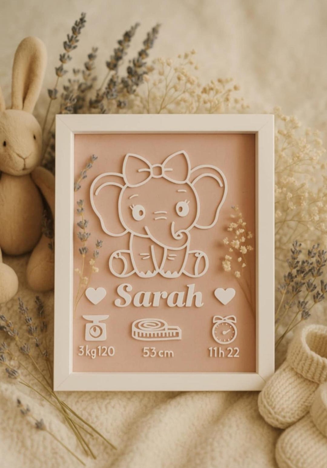 Personalized Elephant Birth Chart – Baby's Birth Date – Nursery ...