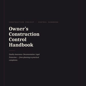 Construction Control Handbook PDF | Home Building Checklist 60 Point | New Build Inspection Owner Builder Guide | Handover Protocol