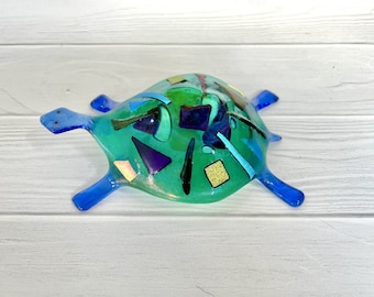 Vintage Dichroic Art Glass Turtle Signed 1997