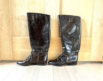 Vintage Vero Cuoio Riding Boots Brown Jack Rogers Real Leather Hand Crafted in Italy