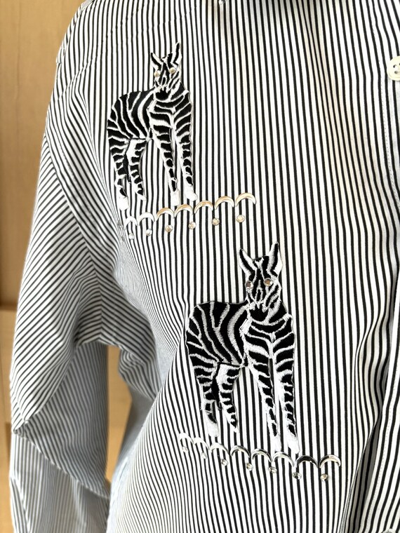 Vintage Mili Designs Shirt Blouse Zebra Rhineston… - image 5
