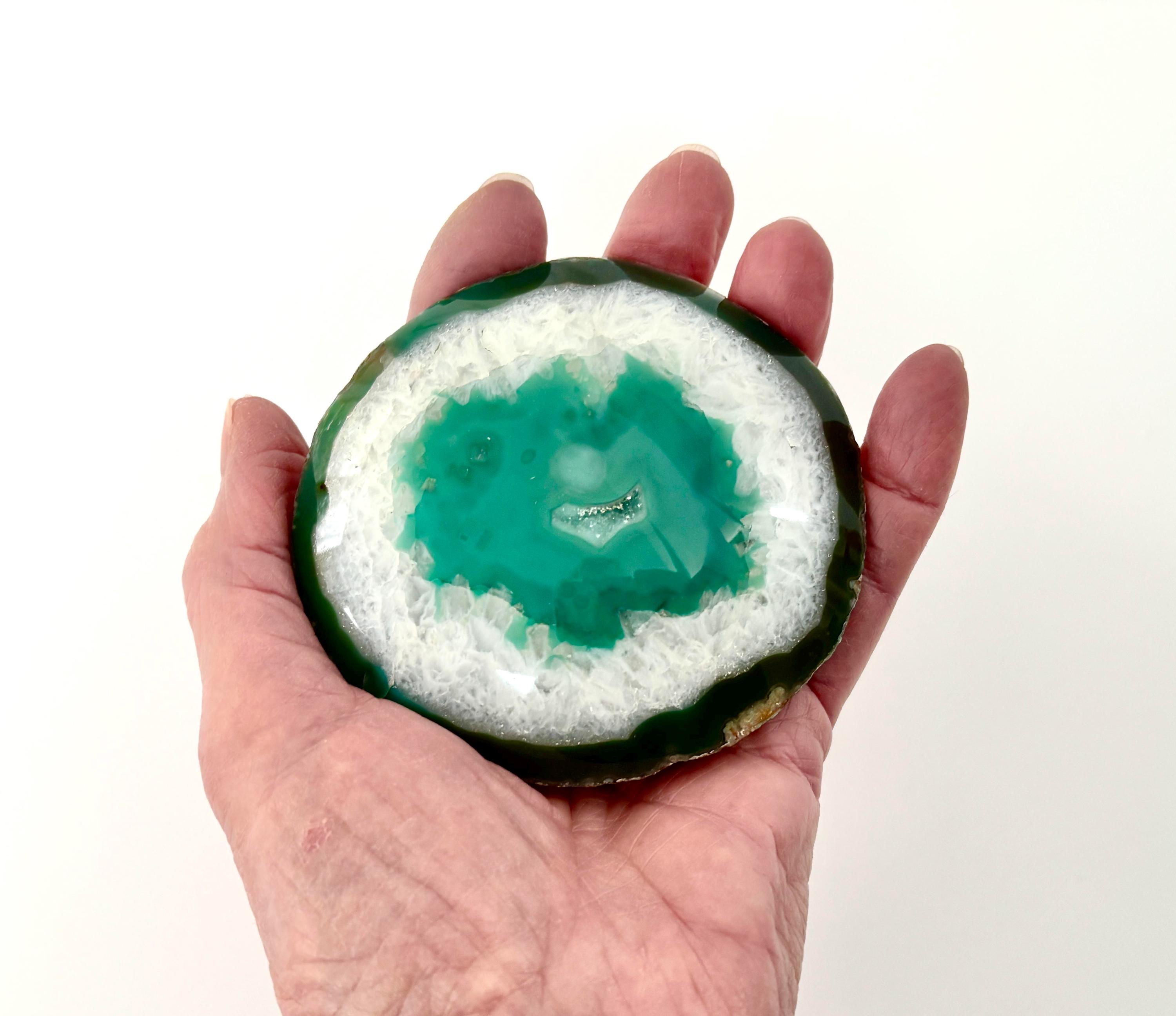 Vintage Rock Quartz Teal Green Turquoise Polished