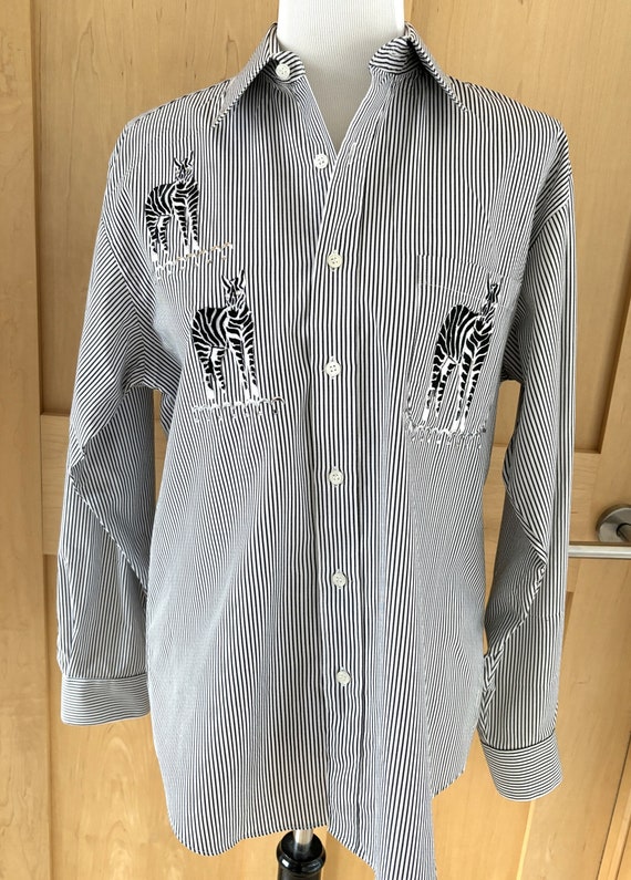 Vintage Mili Designs Shirt Blouse Zebra Rhineston… - image 2