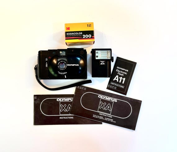 Olympus XA Film Camera 35mm With A11 Electronic Flash F/2.8 Zuiko