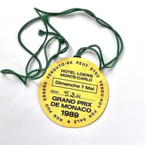 Vintage Grand Prix Monaco Entry Pass Loews Monte Carlo 1989 Formula 1 Collectable