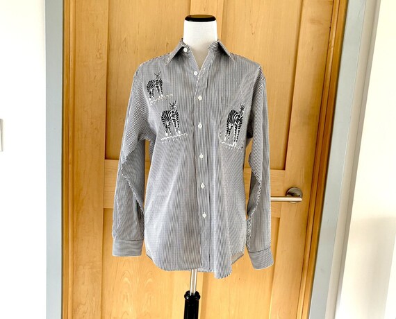 Vintage Mili Designs Shirt Blouse Zebra Rhineston… - image 1