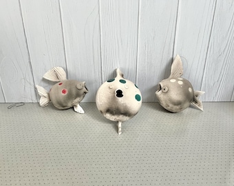 Vintage Raku Blow Fish Mobile Ornaments 3 to Choose From