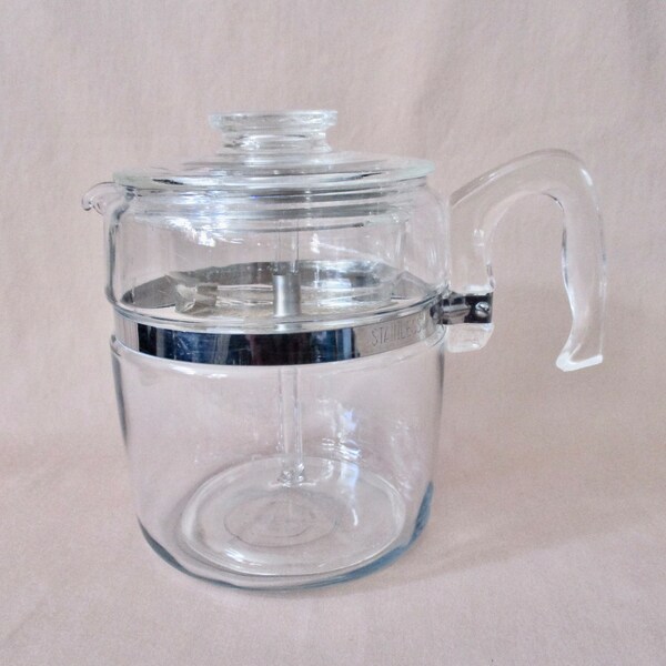 Pyrex Flameware 9 CUP Percolator 7759-B 9 Cups COMPLETE All Parts Rare Collectible VINTAGE Mid-Century 50s 60s Kitchen Decor