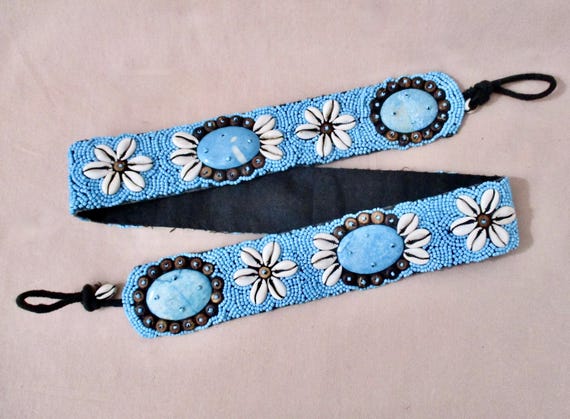 Vintage Belt, Cowrie Shell Belt, Beaded Sash, Festival Wear, Boho Belt African Cowrie Shell Belt, Vintage Hand Crafted Beaded  main image 2