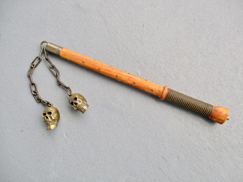 Mace Double Skull LARP Fantasy Weapon 2 Skulls on Chains Etsy