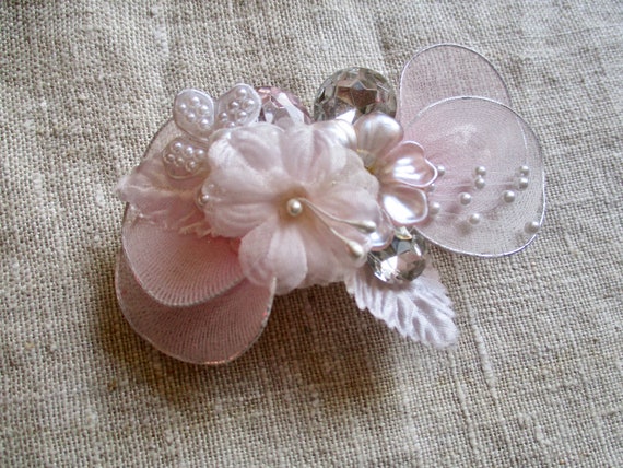 Girls Hair Barrette Pale Pink Floral Hair Accesso… - image 2