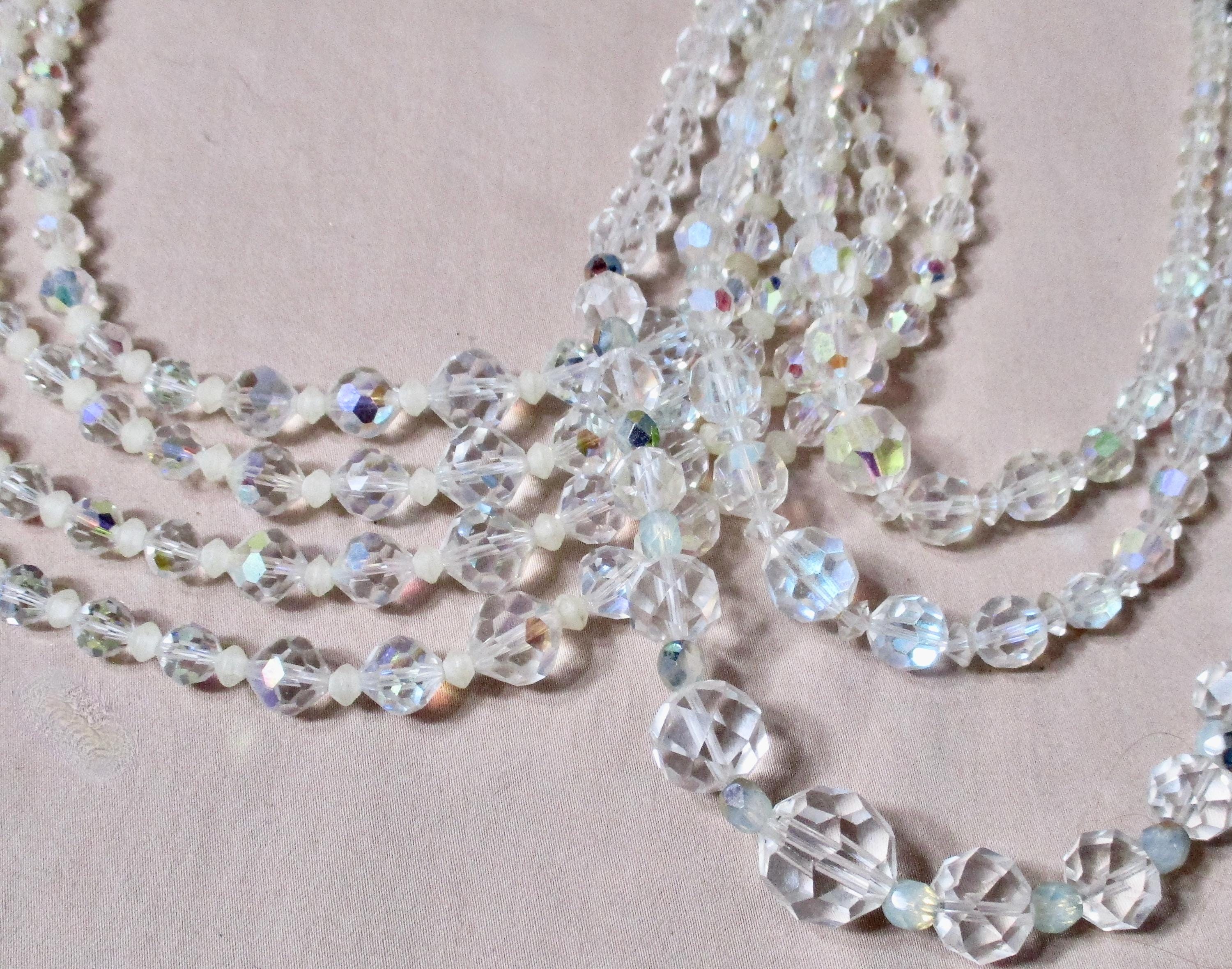 50s Crystal Choker Necklaces CHOICE: 4 Strand OR 3 Strand 