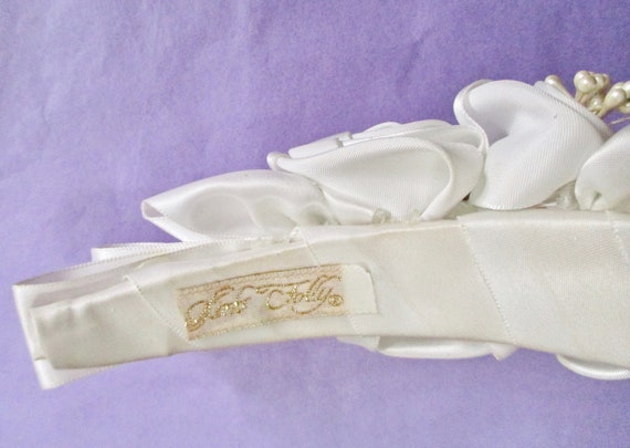 SALE White Satin Roses Headband Bridal All White … - image 9