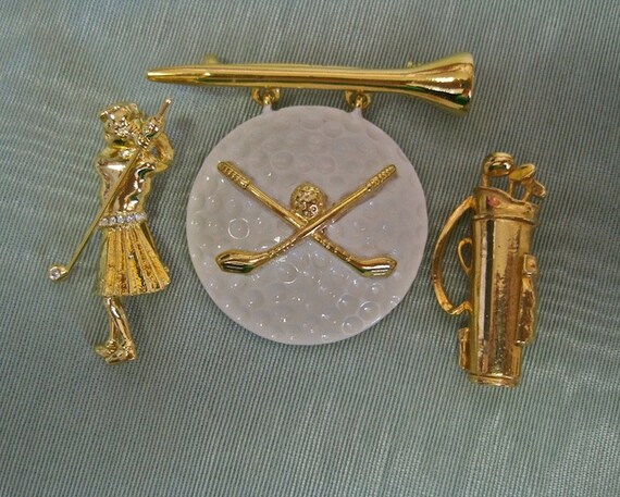 Golf Brooch Collection CHOICE of 1: AJC White Ena… - image 1